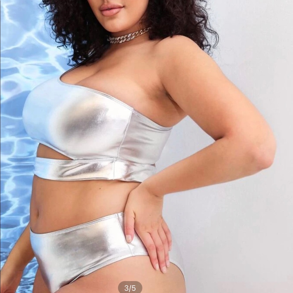 Silver metallic bathing suit new never worn